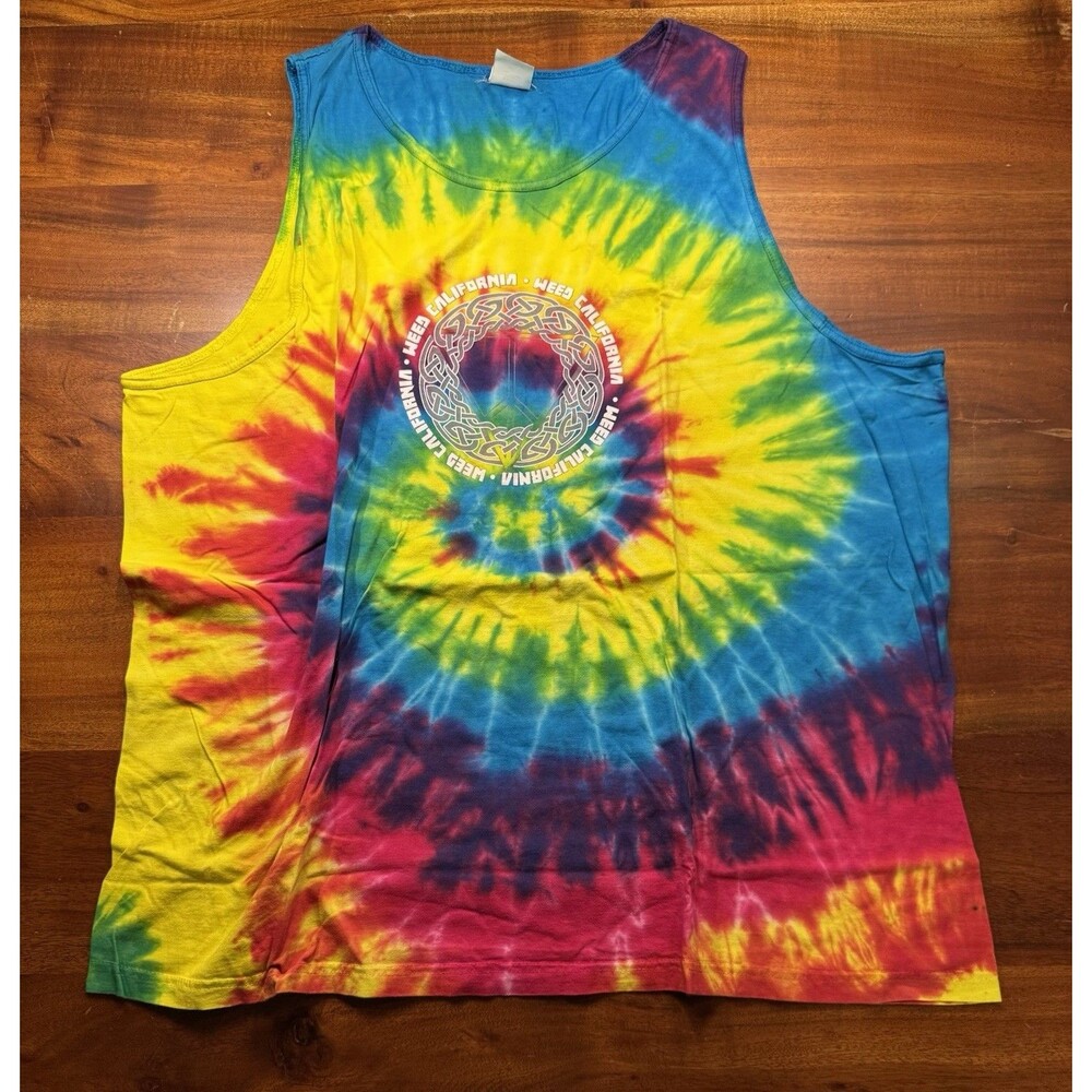 Colortone Weed California Tie Dye Tank Top Mens 2XL Graphic Celtic Spiral Hippie